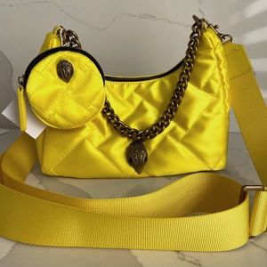 KURT GEIGER LONDON neon yellow quilted recycled/ sustainable crossbody bag